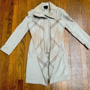 Intermix wool coat . Gray with light plaid. Size Petite